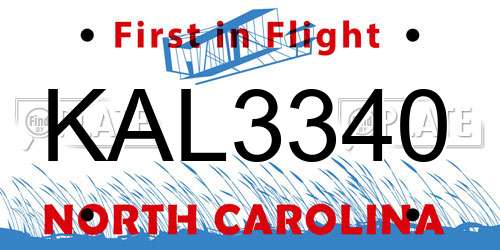 KAL3340 North Carolina License Plate