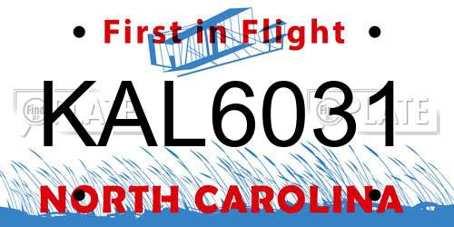 KAL6031 North Carolina License Plate