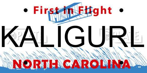 KALIGURL North Carolina License Plate