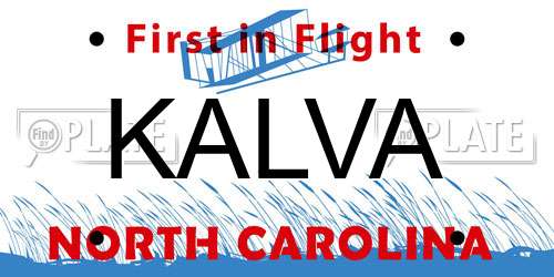 KALVA North Carolina License Plate