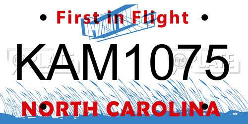 KAM1075 North Carolina License Plate