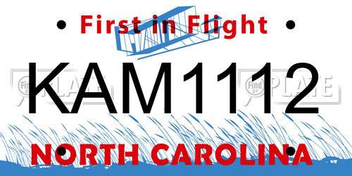 KAM1112 North Carolina License Plate