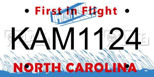 KAM1124 North Carolina License Plate