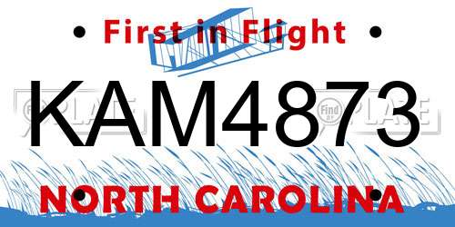 KAM4873 North Carolina License Plate