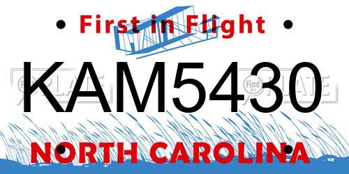 KAM5430 North Carolina License Plate