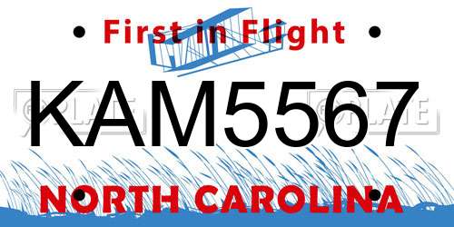 KAM5567 North Carolina License Plate