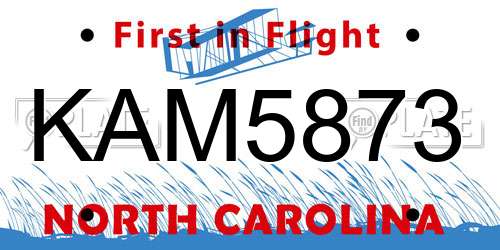 KAM5873 North Carolina License Plate
