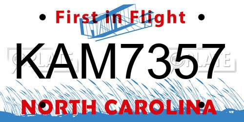 KAM7357 North Carolina License Plate