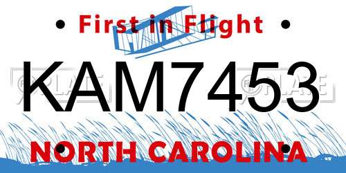 KAM7453 North Carolina License Plate