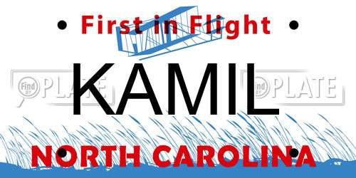 KAMIL North Carolina License Plate