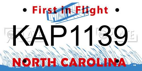 KAP1139 North Carolina License Plate