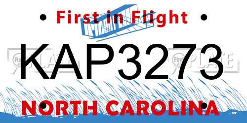 KAP3273 North Carolina License Plate