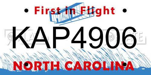 KAP4906 North Carolina License Plate