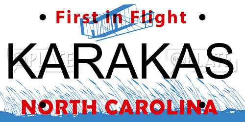 KARAKAS North Carolina License Plate