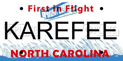 KAREFEE North Carolina License Plate