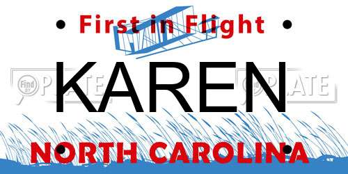 KAREN North Carolina License Plate