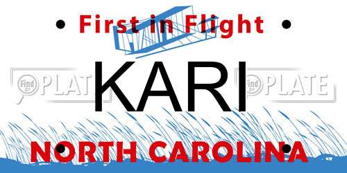 KARI North Carolina License Plate