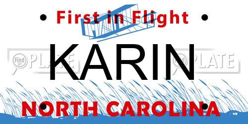 KARIN North Carolina License Plate