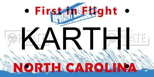 KARTHI North Carolina License Plate