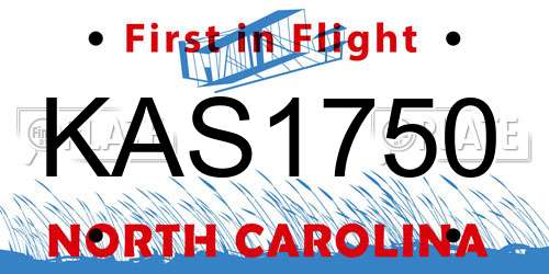 KAS1750 North Carolina License Plate