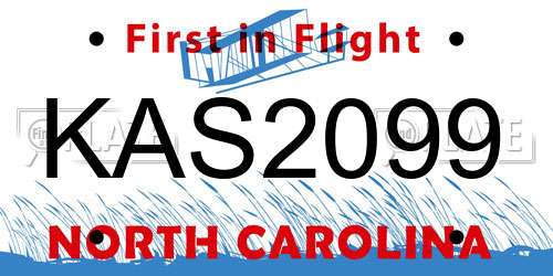 KAS2099 North Carolina License Plate