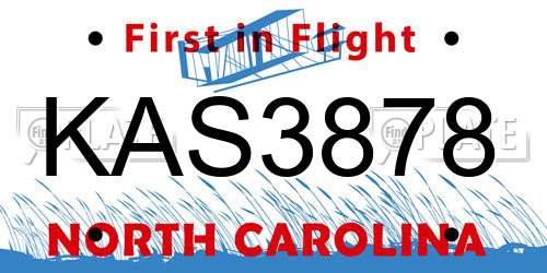 KAS3878 North Carolina License Plate