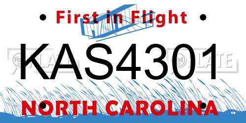 KAS4301 North Carolina License Plate