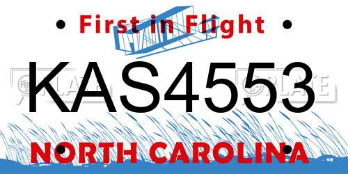 KAS4553 North Carolina License Plate