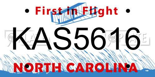 KAS5616 North Carolina License Plate