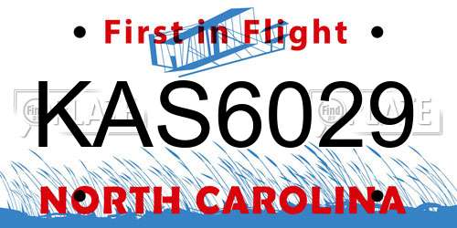 KAS6029 North Carolina License Plate
