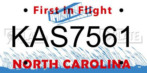 KAS7561 North Carolina License Plate