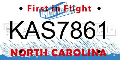 KAS7861 North Carolina License Plate