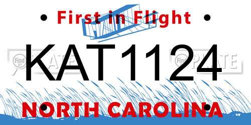 KAT1124 North Carolina License Plate