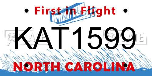 KAT1599 North Carolina License Plate