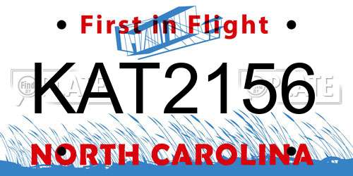 KAT2156 North Carolina License Plate