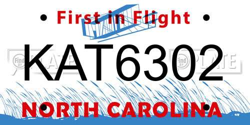 KAT6302 North Carolina License Plate