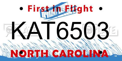 KAT6503 North Carolina License Plate