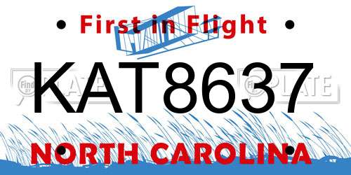 KAT8637 North Carolina License Plate