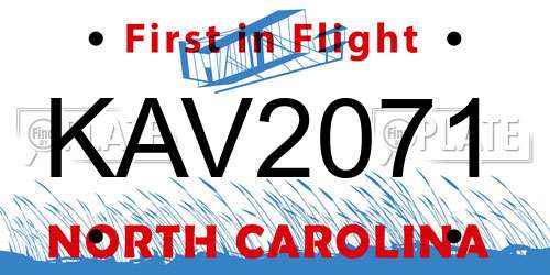 KAV2071 North Carolina License Plate
