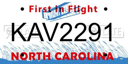 KAV2291 North Carolina License Plate