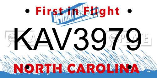 KAV3979 North Carolina License Plate