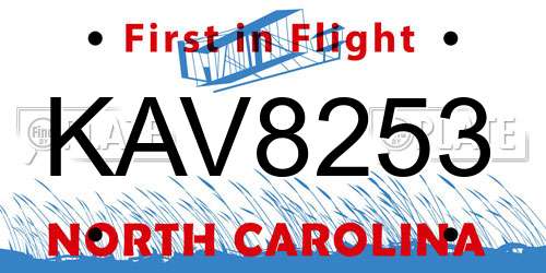 KAV8253 North Carolina License Plate