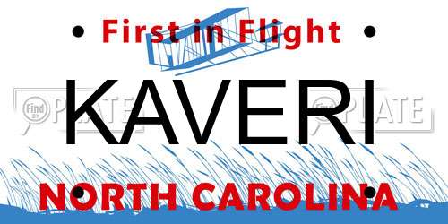 KAVERI North Carolina License Plate