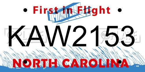 KAW2153 North Carolina License Plate