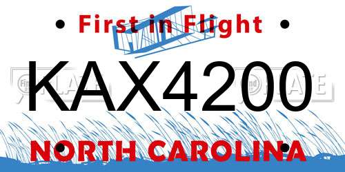 KAX4200 North Carolina License Plate