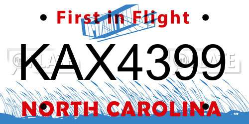 KAX4399 North Carolina License Plate