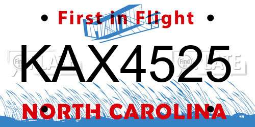 KAX4525 North Carolina License Plate
