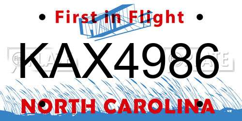 KAX4986 North Carolina License Plate