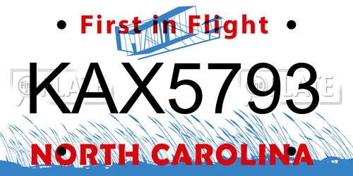 KAX5793 North Carolina License Plate