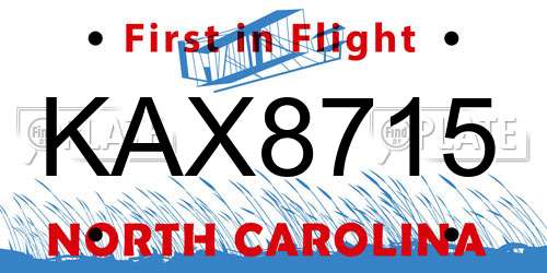 KAX8715 North Carolina License Plate